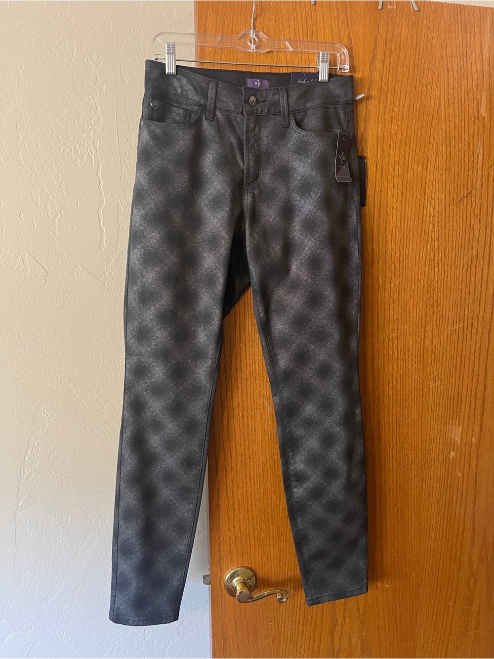 NYDJ Black Metallic-Pattern Skinny Jeans with Lift and Tuck Technology